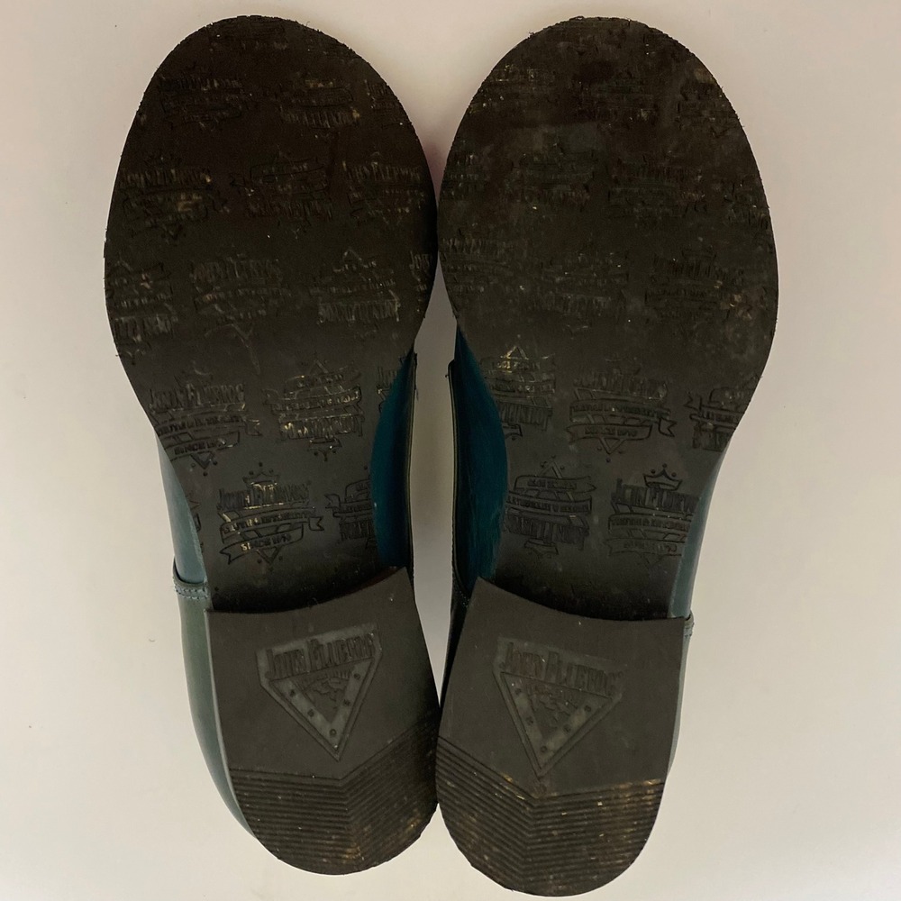 John Fluevog Quirky Loafers Womens 7 Teal Blue Leather Pointed Toe Slip On - Picture 6 of 6